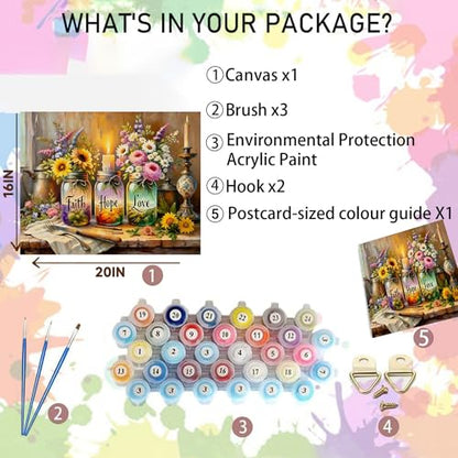 Faith Hope Love Wishing Bottle Paint by Numbers Kit for Adults 16x20 inch - color: MT22256-US