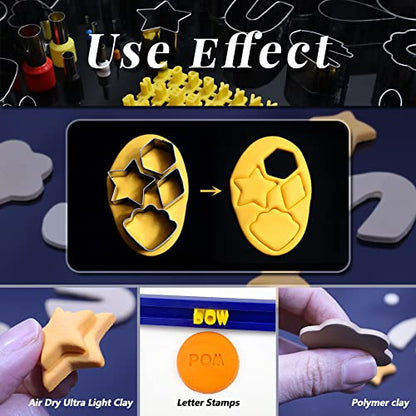 PTFJZ Polymer Clay Cutters for Earring Making 181pcs Clay Tools Set with 44 Shapes Stainless Steel Clay Earrings Cutters 16 Circle Shape Cutters 1 Letter Stamp 120 Jewelry Accessories - color: 181metal