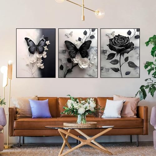 Axquilon 3 Packs Butterfly Paint by Numbers Kit for Adults 12x16in - color: 3 Pack Butterfly