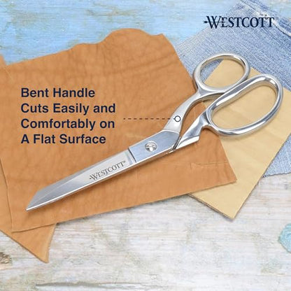 Westcott 8-Inch Forged Heavy Duty Bent Fabric Scissors, Precision-Ground Knife-Edge Blades for Seamless Cutting, Perfect for Sewing, Crafts, and Office - size: 8-Inch Bent