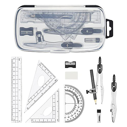 Vobou Math Geometry Sets 10 Pcs, Student Supplies Kit, for School (Black) - color: Black