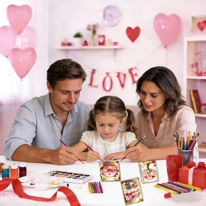 Niteform 12 Packs Valentine's Day Pre Drawn Canvas to Paint， 5x7 in Pre Printed Canvas Boards, Pre Stretched Outline Painting Kits for Beginners, Adults, Party Favors & Romantic Craft Activities - style: 5*7-valentine