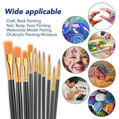 ESRICH 160PCS Paint Brushes, Paint Brush for Acrylic Painting - color: Black, size: 160