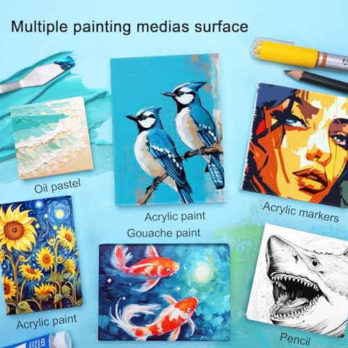 AUREUO Mini Stretched Canvas - 3x3 Inch/24 Pack - 2/5 Inch Profile Tiny Square Canvas Boards for Painting - Art Gift Set Bulk Pack Canvases for Acrylic Halloween Painting & Craft - size: 3"x3"