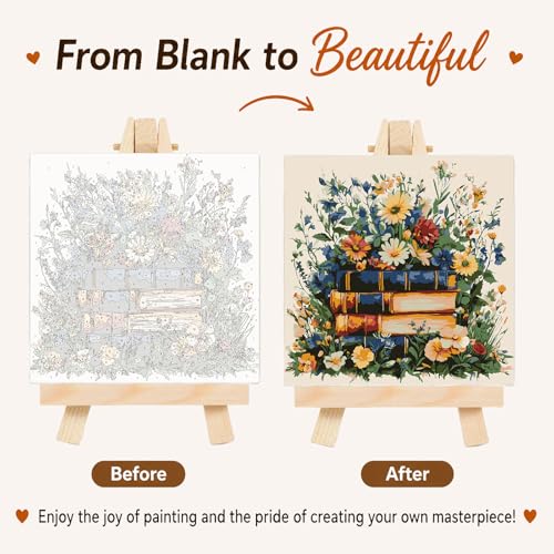 AUKELHJ Framed Paint by Numbers Kit for Adults, Book, 10x10 inch - color: 13-Book