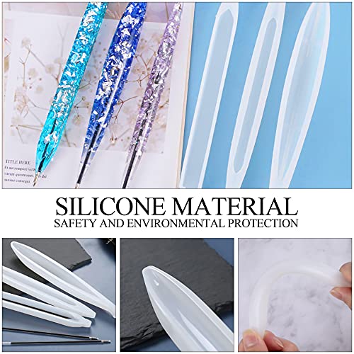 JANYUN 9 Pcs Pen Shape Resin Mold Ballpoint Pen Silicone Molds Epoxy | Epoxy Resin Molds Resin Casting Molds with Ballpoint Refill Pens for DIY School Crafts Making Student Gifts