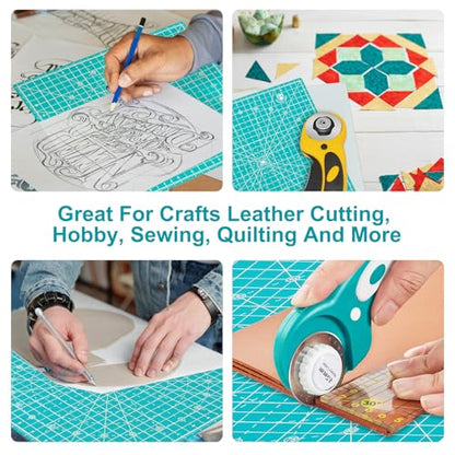 12"x12" Rotating Cutting Mat, Self Healing Mat with 360-Degree Rotation & Anti-Slip Base, Sewing Board Cutting Mat Perfect for Fabric Quilting Leather Hobby Project, Light Blue - color: LIight blue, size: 12"L x 12"W