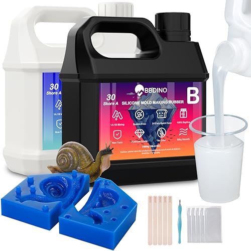 Silicone Mold Making Kit 30A 4.4 lbs Translucent, High Strength Liquid Silicone Rubber for Molds Making,1:1 by Volume Ideal for Casting Resin/Silicon/Soap/Concrete Molds | 1A:1B Mixing 3h Quick Cure Heat Resistant 446F Silicone Ideal for Casting Resin/Sil