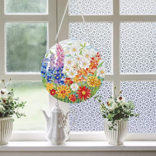 RYMILIE Hanging Diamond Art Kits for Adults Blossoms 8x8inch - color: DP04477