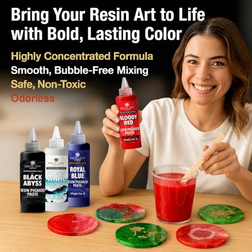 BALTIC DAY 100 Color Pigment Paste for Epoxy Resin Set [15g Each] – Opaque Epoxy Pigment, Epoxy Dye Paste & High Concentration Mica Powder for Resin Art, Jewelry, Tumblers, Coasters & Crafts - color: 100 Colors [15g]