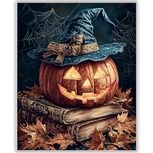 HITO Halloween Paint by Numbers Kit for Adults Pumpkin 16x20 Inch Frameless - color: Pumpkin head