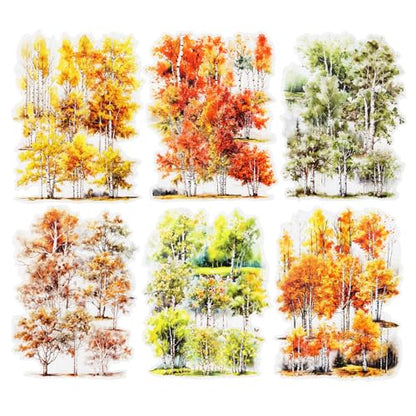 120 Pcs Forest Tree Stickers for Scrapbooking and Journaling - color: Birch Forest
