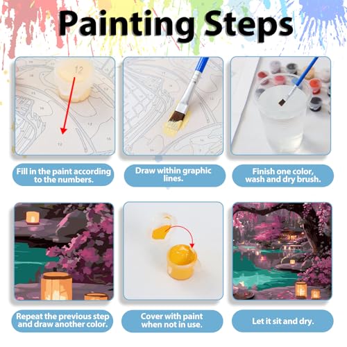 Tree Paint by Numbers Kit for Adults, Adult Paint by Number Kits 16x20 Inch - color: Pink Tree