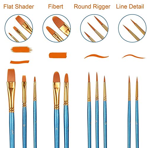 AROIC 60 Pcs Paint Brushes, Acrylic Paint Brush Set for Oil & Watercolor - size: 60pcs-blue