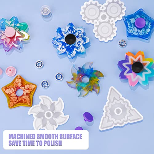 NiArt Fidget Spinner Silicone Resin Mold Kit, 5 Molds, 10 Bearings Set - size: 5 Molds (B) + 10 BLACK Bearings