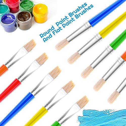 Anezus 30 Kids Paint Brushes Set with Jumbo Round Watercolor and Large Flat Craft Brushes (Pack of 2) - size: 6 1/4inch (Pack of 2)