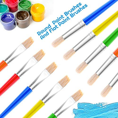 Anezus 30 Kids Paint Brushes Set with Jumbo Round Watercolor and Large Flat Craft Brushes (Pack of 2) - size: 6 1/4inch (Pack of 2)
