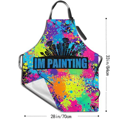 Funny Apron Polyester Grooming Aprons with Pocket for Cooking Kitchen Grilling Adults - color: Colorful Paint Art