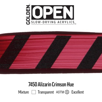 GOLDEN OPEN Slow-Drying Acrylics, Alizarin Crimson Hue, 5 fl. oz. Tube - color: Alizarin Crimson Hue, size: 5 Fl Oz (Pack of 1)
