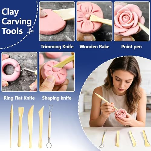 OSBANG Air Dry Clay Glaze and Tools Kit, 100ml Gloss Clear Varnish with 29-Piece Clay Sculpting Set, Protective Top Coat for Polymer Clay and Acrylic Paintings, for Crafting and DIY Projects - size: Gloss Glaze Tool Kit