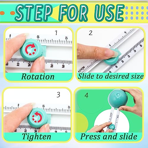Circle Cutter, Craft Circle Cutters for Crafts, Cut Diameter 4'' to 12.5'' | Paper Circle Cutter with 3 Blades, Circular Paper Cutters, Adjustable Circles Cutter Tool for Papers, Compass Cutting Tool - color: Green