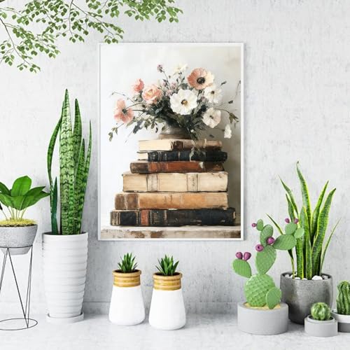 RYMILIE Diamond Art Kits for Adults Flowers and Books 12x16inch - color: DP03343