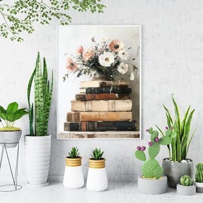 RYMILIE Diamond Art Kits for Adults Flowers and Books 12x16inch - color: DP03343