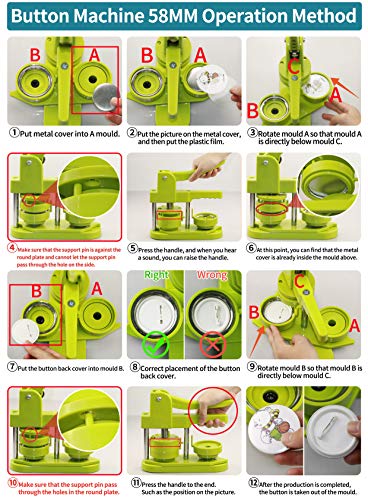 Button Maker Machine 58mm - (3rd Gen) Installation-Free 58mm(2.25in) DIY Pin Badge Button Maker Press Machine Badge Punch Press with Free 100pcs Button Parts&Pictures&Circle Cutter - size: Round - 58 mm