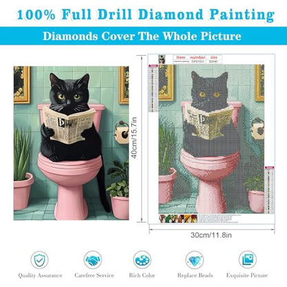 Diamond Art Kits for Adults,Black Cat Diamond Painting Kits 12x16in - color: DP01531