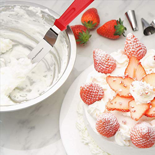Angled Icing Spatula, Stainless Steel Offset Spatula, Cake Spatula Set of 2 Red 6" & 8" - color: Red