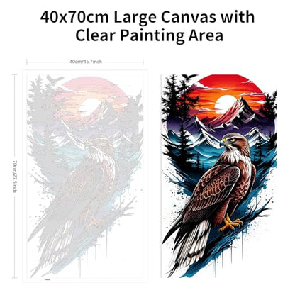 ARTGOTO Large Paint by Numbers for Adults Mountain Eagle | 15.7x27.5inch/40x70cm Paint by Number Kit on Canvas, Sunset Wildlife Landscape Acrylic Painting Set with Brushes, No Frame - color: PBN046