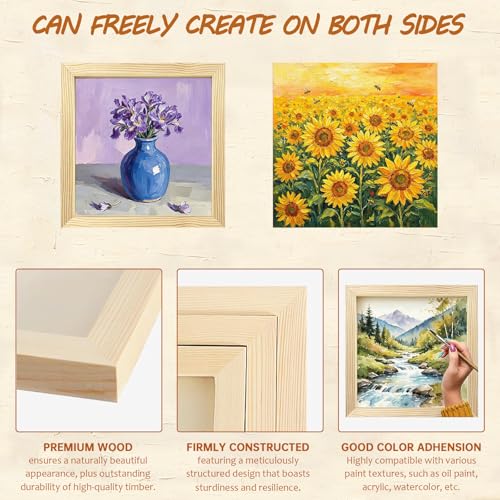 6 Pack Unfinished Blank Wood Panel Boards | 12 x 12inch Natural Wooden Painting Canvas for Oil, Acrylic Paint, Paint Pouring, DIY Art Crafts Projects - size: 12*12inch