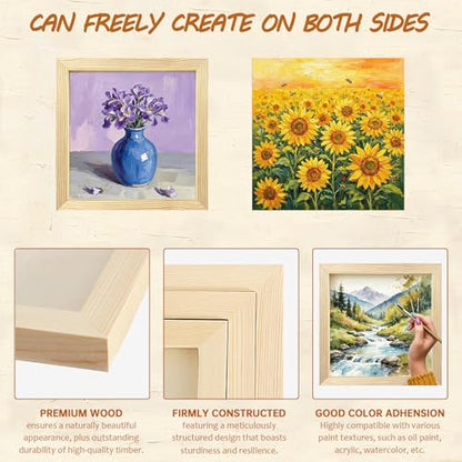 6 Pack Unfinished Blank Wood Panel Boards | 12 x 12inch Natural Wooden Painting Canvas for Oil, Acrylic Paint, Paint Pouring, DIY Art Crafts Projects - size: 12*12inch