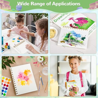 Elvendreth Drawing Paper Pad, 5x7.5 Inch, 140lb/300gsm No Bleed-Through Watercolor Paper, Spiral-Bound/Tear-Line, 30 Sheets for Adults, Kids, Artists -Watercolor Book, Exercises & Mixed Media