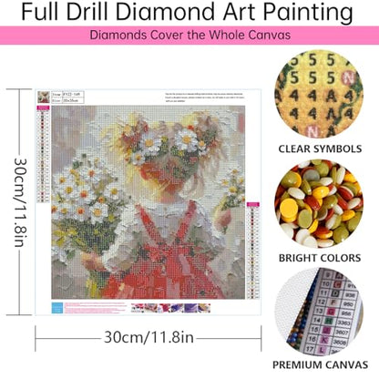 VICESESE 5D Diamond Painting Kits for Adults Diamond Painting Kits Dimand Art Paintings Diamond Art Kits DIY Gem Art 14x14 Inch Romantic Floral Back View Artwork - color: FYZZ-149