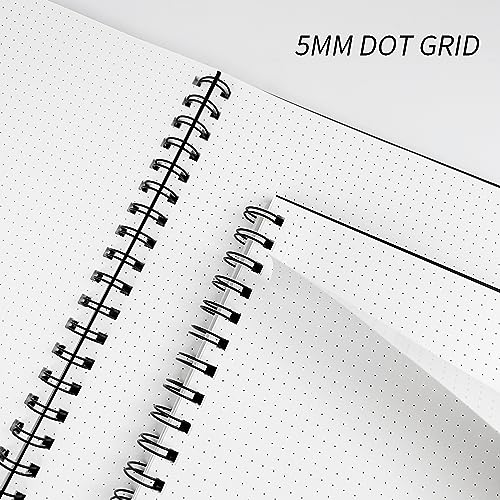 Dotted Journal Spiral Notebook 8.5" x 11"-4 Pack Dot Grid Notebook Hardcover Notebook 120 Pages 100 GSM Thick Dotted Paper Notebook Hardcover Journal for School, Office, Artist | 4 Pack Dot Grid Notebook Hardcover Notebook Thick Dotted Paper Notebook Hard