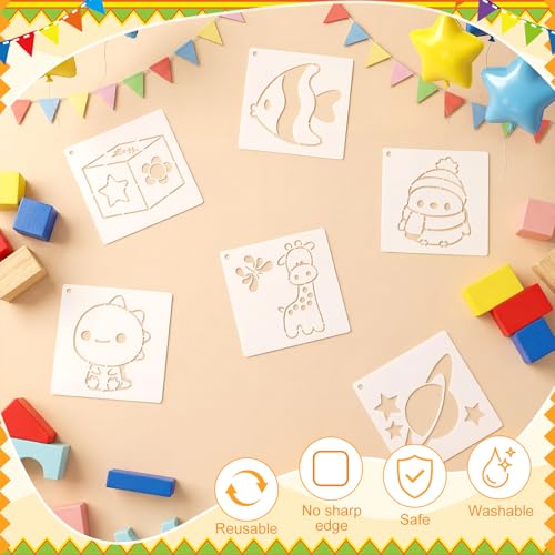 Marspark 72 Pcs Small Stencils for Crafts Reusable 3 Inch Stencils for Painting on Wood DIY Craft Paint Template for Wall Home Decor Card Rock Canvas Drawing Holiday (Baby Shower) - style: Baby Shower