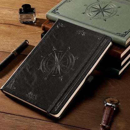 AHGXG Lined Journal Notebook, 192 Numbered Pages, A5 Size (5.7'' x 8.3'') - color: Black, style: Lined