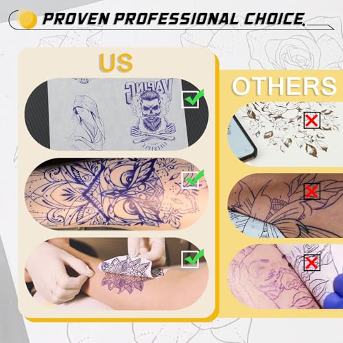 Tattoo Stencil Paper, 100 Sheets A4 4-Layer Tattoo Transfer Paper with Crisp Lines & Long Lasting Transfers, Easy to Use Thermal Transfer Paper for Tattoo Artists, Studios & Beginners - size: 100 Count (Pack of 1)