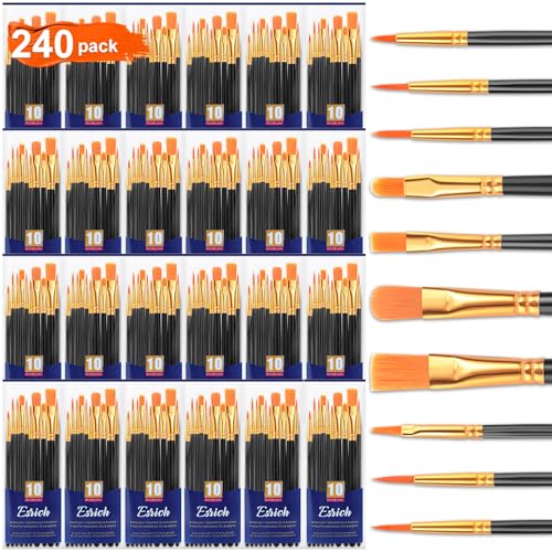 ESRICH 240PCS Paint Brushes, Paint Brush for Acrylic Painting - color: Black, size: 240