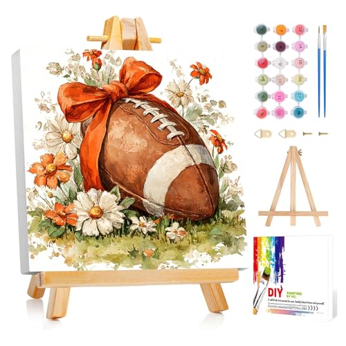 Reivworl Framed Football Paint by Numbers Kit for Adults Beginner 10×10 inch - color: 11-Football
