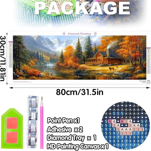 Bimkole Large Diamond Art Kits for Adults Landscape, Full Drill 5D DIY Rhinestone Embroidery Set Paint with Diamonds Art Autumn by Number Kits Cross Stitch Home Wall Craft Decoration 31.5x11.81 Inch - color: Big-Autumn scenery