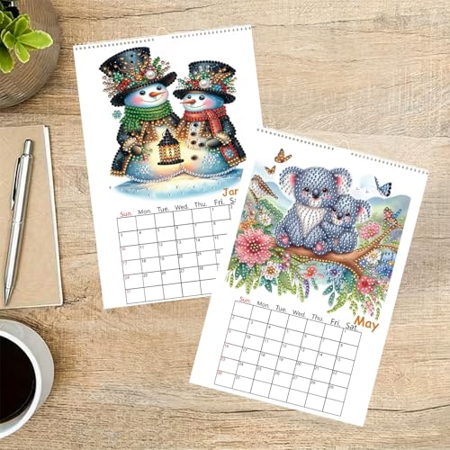 2027 Wall Calendar DIY Diamond Art Painting Hanging Calendar 9.9" x 6.7" Hanging Loop from January 2027 to December for Home Office Planning-Animals - color: Animals