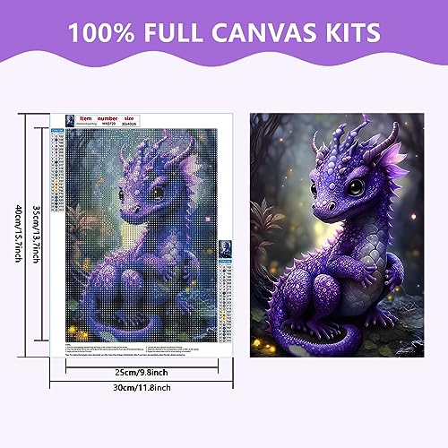 SENQAO Dragon Diamond Painting Kits for Adults, Dragon Diamond Art Kits Animal Diamond Art with Full Drill Round Diamonds, Dragon Diamond Dots Art Kits for Home Wall Decor 12X16inch - color: dragon - 01