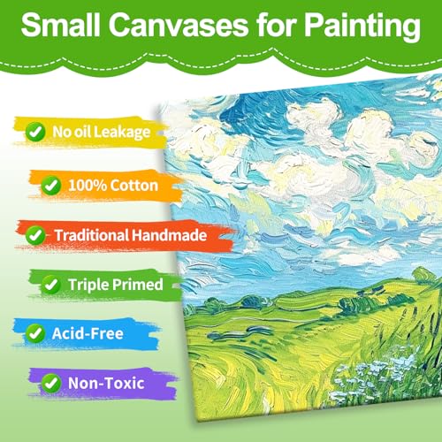 ESRICH Mini Stretched Canvas 16Pack 3x3inch, 2/5Inch Profile Art Primed Canvases for Painting, Cotton Small Professional Stretched Canvas for Kids and Art Supplies. - style: 16 Packs Stretched Canvas - 3*3in