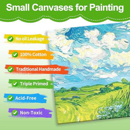 ESRICH Mini Stretched Canvas 16Pack 3x3inch, 2/5Inch Profile Art Primed Canvases for Painting, Cotton Small Professional Stretched Canvas for Kids and Art Supplies. - style: 16 Packs Stretched Canvas - 3*3in