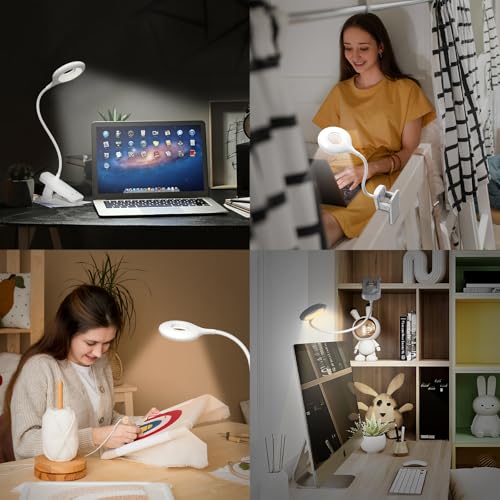 CUHIOY Rechargeable Clip on Reading Light for Bed Headboard, White, 1 Pack - color: White