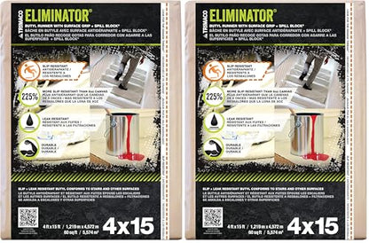 Trimaco Eliminator Butyl Drop Cloth, 4-feet x 15-feet (Pack of 2) - size: 60 Sq Ft (Pack of 2)