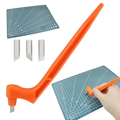 Orange Craft Cutting Tools, Craft Cutting Knives | 3 Different 360 Degree Rotating Blades, Cutting Mat, Stainless Steel Cutter Pen - color: Orange