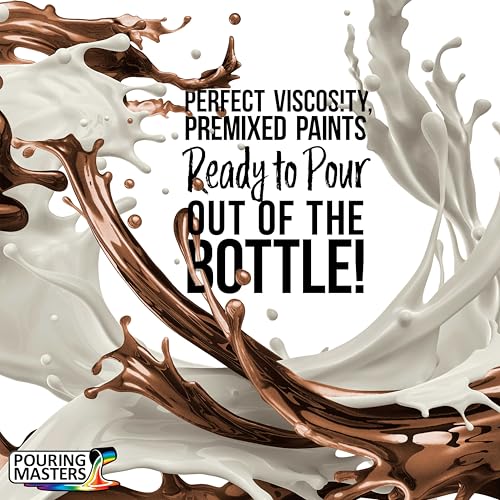 Pouring Masters Coffee Brown Metallic Pearl Ready to Pour Acrylic Pouring Paint - Premium 32-Ounce Pre-Mixed Fluid Acrylic Paint - Fluid Art Supplies for Canvas, Wood, Paper, Tile & Rocks | Ready to Pour, Premium Pre-Mixed Fluid Acrylic Paint - Fluid Art
